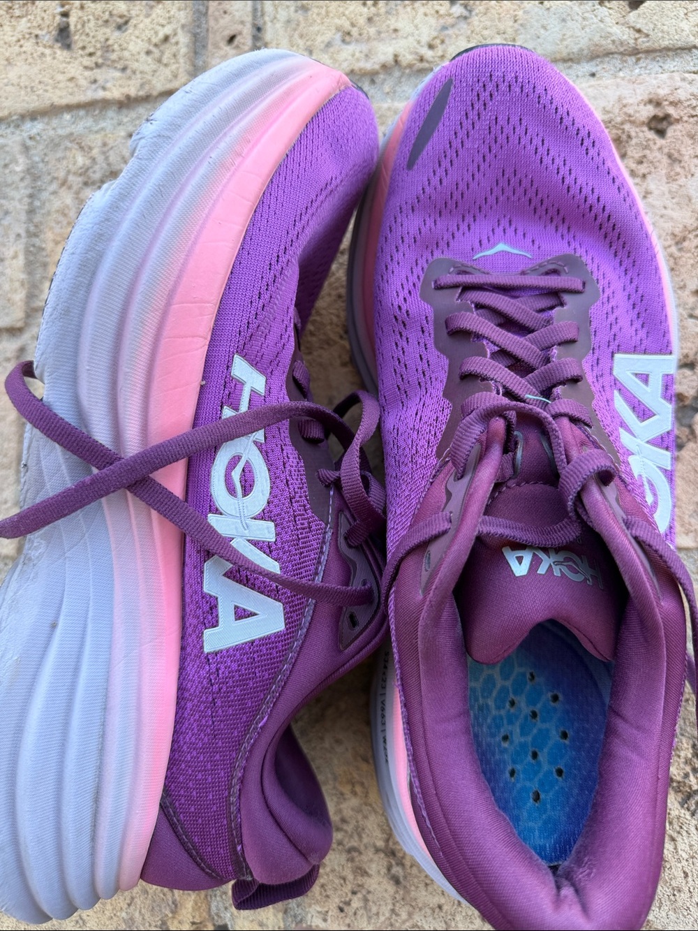 Hoka Women's Purple and Pink Cushioned Running Sneakers